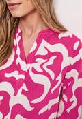 Bluse mit Split Neck aus Leinenmix magenta dream