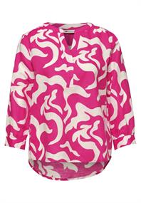 Bluse mit Split Neck aus Leinenmix magenta dream