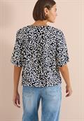Bluse mit Split Neck und mit Leo-Muster urban dark blue