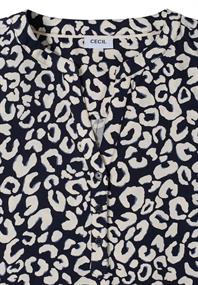 Bluse mit Split Neck und mit Leo-Muster urban dark blue