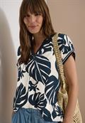 Bluse mit Split Neck und Printmix palm breeze green
