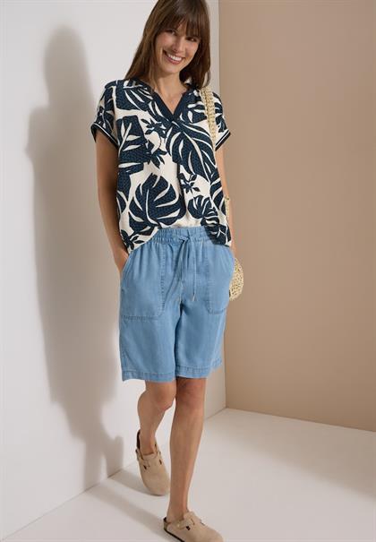 Bluse mit Split Neck und Printmix palm breeze green