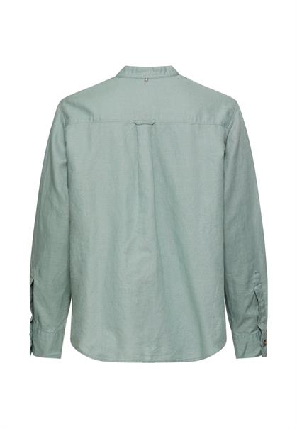 Bluse mit Stehkragen und Knopfleiste jade