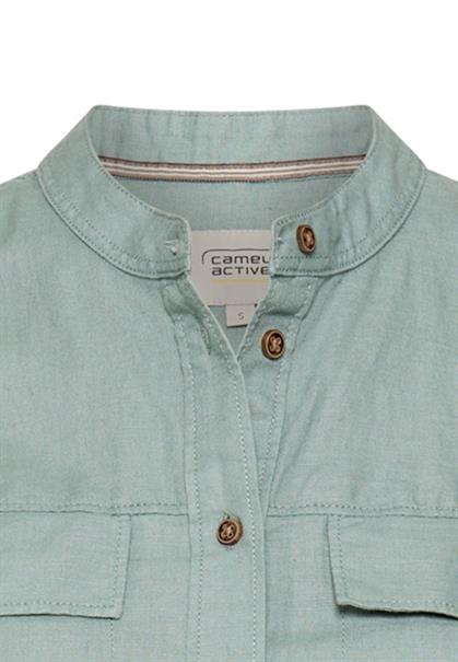 Bluse mit Stehkragen und Knopfleiste jade