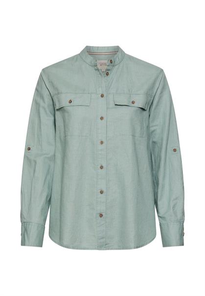 Bluse mit Stehkragen und Knopfleiste jade