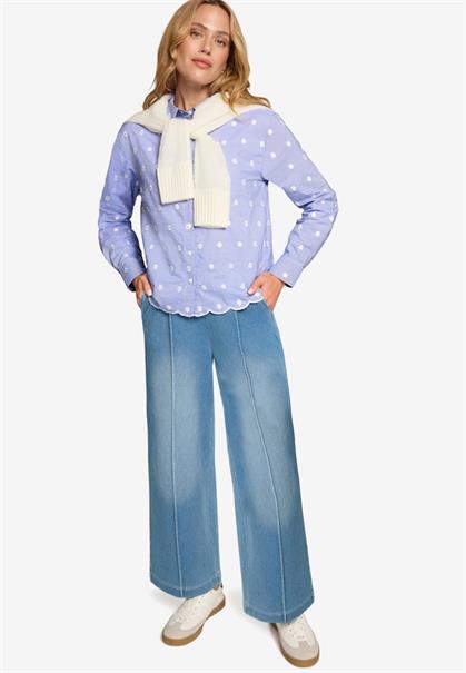 Bluse mit Streifen und Stickerei bluewhite