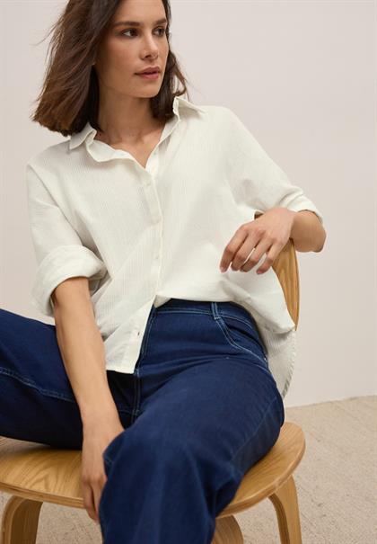 Bluse mit Streifenstruktur vanilla white