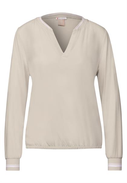Bluse mit Tape-Details smooth sand beige