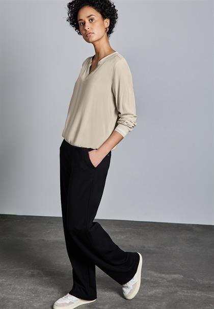 Bluse mit Tape-Details smooth sand beige