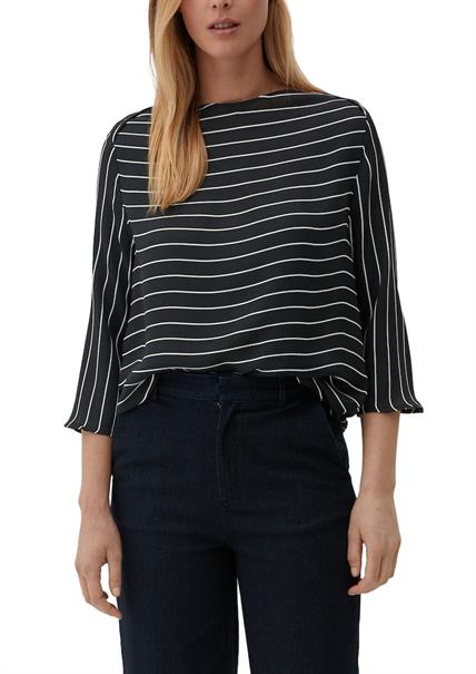 Bluse mit U-Boot-Ausschnitt schwarz