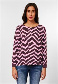 Bluse mit Zick Zack Muster intense aubergine