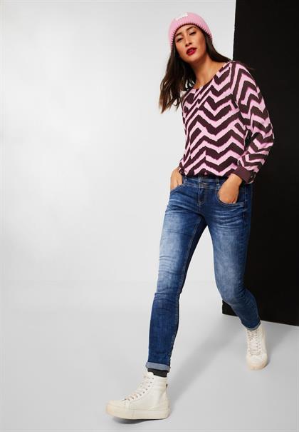 Bluse mit Zick Zack Muster intense aubergine
