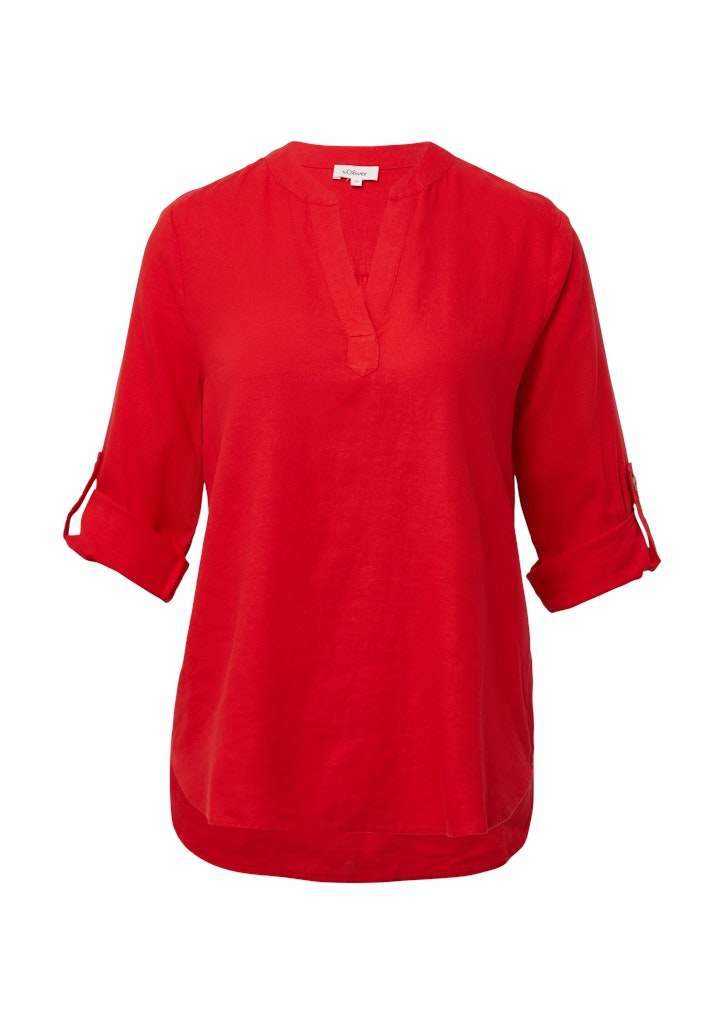 s.Oliver Langarmbluse Leinenmix-Bluse mit Turn-up Raffung günstig online kaufen