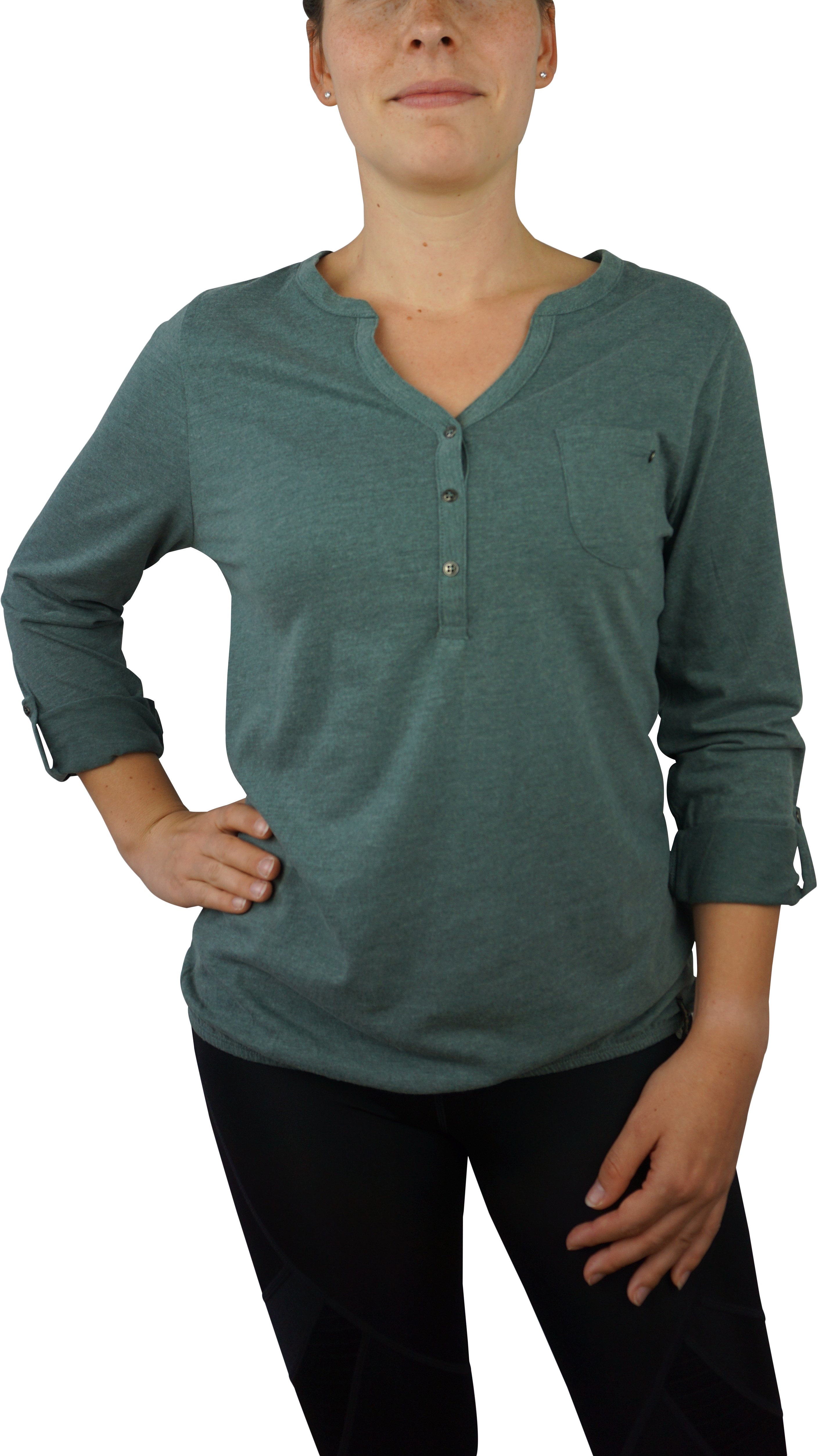 Tara-M Damen Langarmshirt Luzern - D Balsam Green Mel. Mel. - blusen