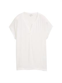 Blusenshirt im Material-Mix whisper white