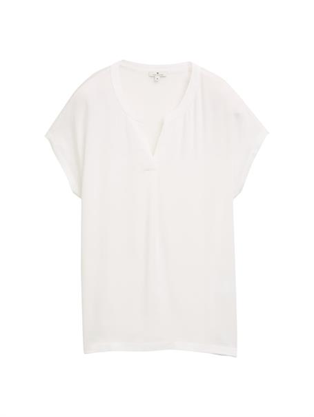 Blusenshirt im Material-Mix whisper white