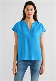 Blusenshirt in Unifarbe splash blue