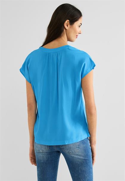 Blusenshirt in Unifarbe splash blue