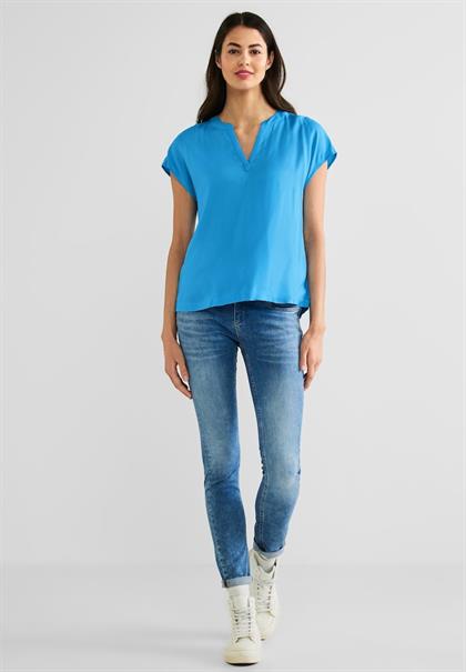 Blusenshirt in Unifarbe splash blue