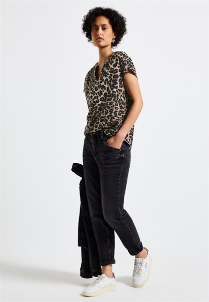 Blusenshirt mit Leo-Muster black