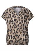 Blusenshirt mit Split Neck und Smokdetail timeless beige