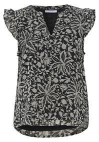 Blusentop aus Chiffon mit Split Neck black
