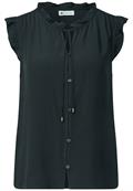 Blusentop mit Split Neck und Rüschen deep bound green