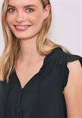 Blusentop mit Split Neck und Rüschen deep bound green