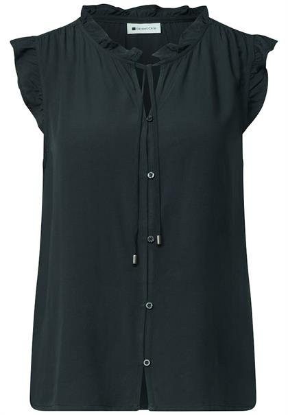 Blusentop mit Split Neck und Rüschen deep bound green