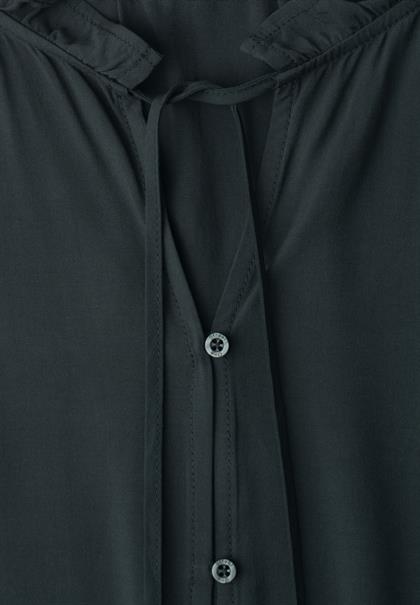 Blusentop mit Split Neck und Rüschen deep bound green