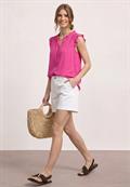 Blusentop mit Split Neck und Rüschen magenta dream