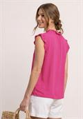 Blusentop mit Split Neck und Rüschen magenta dream