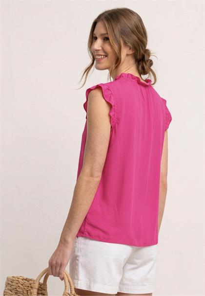 Blusentop mit Split Neck und Rüschen magenta dream