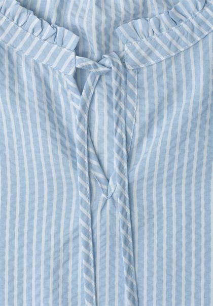 Blusentop mit Split Neck und Rüschen original blue