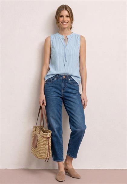 Blusentop mit Split Neck und Rüschen original blue