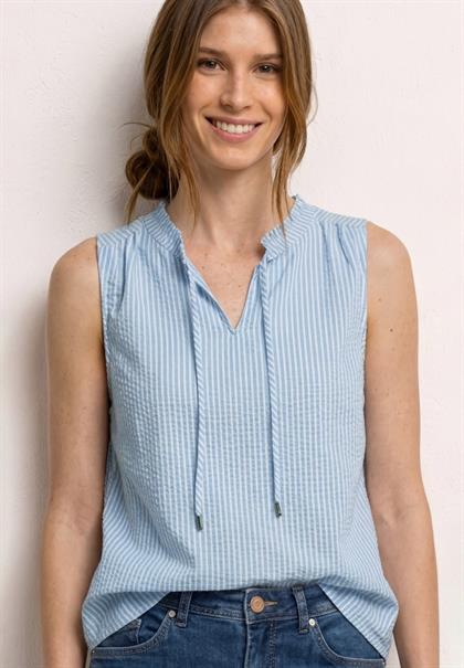 Blusentop mit Split Neck und Rüschen original blue