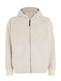 BONDED FLEECE ZIP HOODED JACKET stony beige