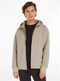 BONDED FLEECE ZIP HOODED JACKET stony beige