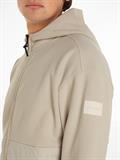 BONDED FLEECE ZIP HOODED JACKET stony beige