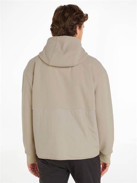 BONDED FLEECE ZIP HOODED JACKET stony beige