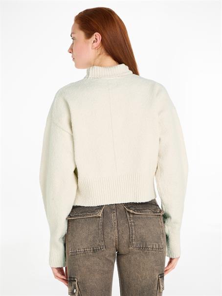 BOUCLE HIGH NECK SWEATER ivory