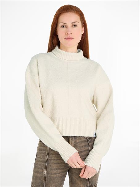 BOUCLE HIGH NECK SWEATER ivory