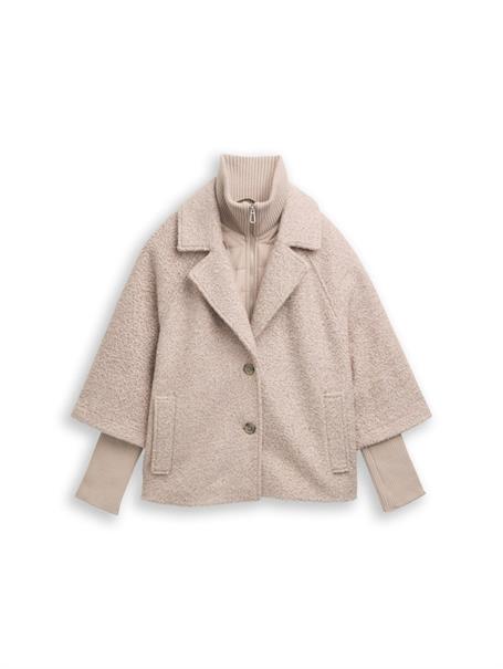 Bouclé Cape Jacke im 2-in-1-Look boucle beige melange