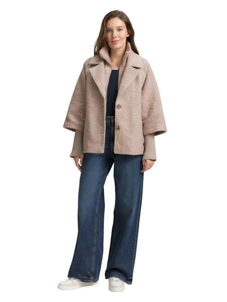 Bouclé Cape Jacke im 2-in-1-Look boucle beige melange
