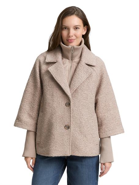 Bouclé Cape Jacke im 2-in-1-Look boucle beige melange