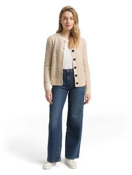 Bouclé Cardigan mit Wollanteil sand stone beige melange