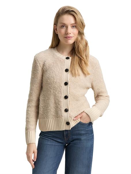 Bouclé Cardigan mit Wollanteil sand stone beige melange