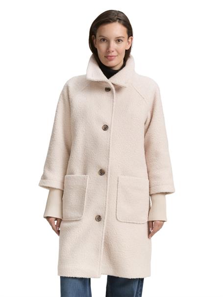 Bouclé Mantel mit Stehkragen cold beige