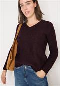 Bouclé V-Neck Pullover eggplant red