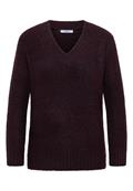 Bouclé V-Neck Pullover eggplant red